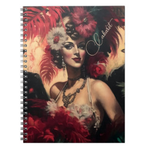 Carnet Flore rouge et plumes