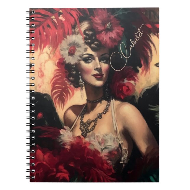 Carnet Flore rouge et plumes (Devant)