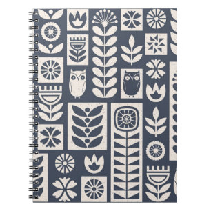 Carnet Flore scandinave : Blanc, Bleu, Minimaliste.