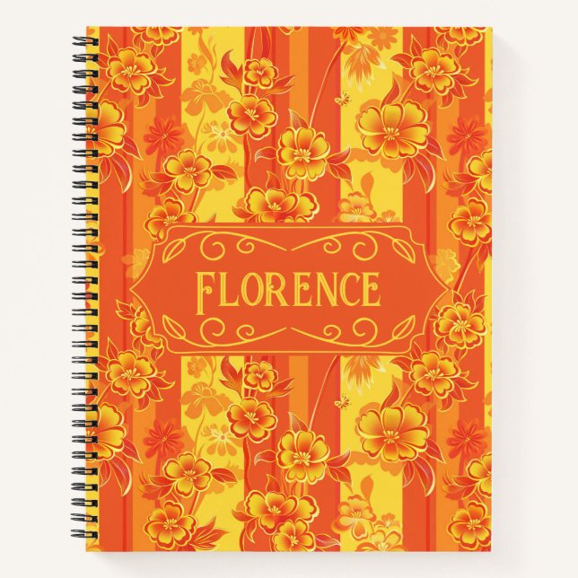 Carnet Florence Jaune et Orange Floral Deluxe (Devant)