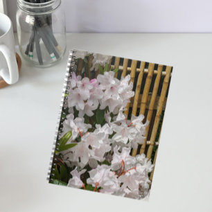 Carnet Flores de Rhododendron blanc et de clôture de bamb