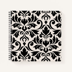Carnet Flourissant Damask Art I Black on Cream