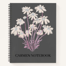 Flower Art Drawing Personalize Spiral Notebook