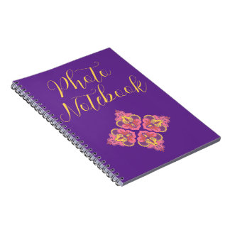 Carnet Flowers on Purple Spiral Photo Notebook
