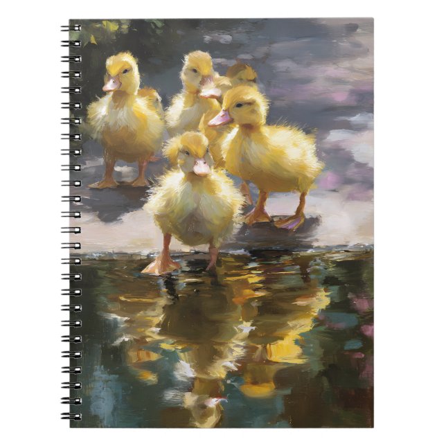 Carnet Fluffy Ducklings Pond Reflection Art (Devant)