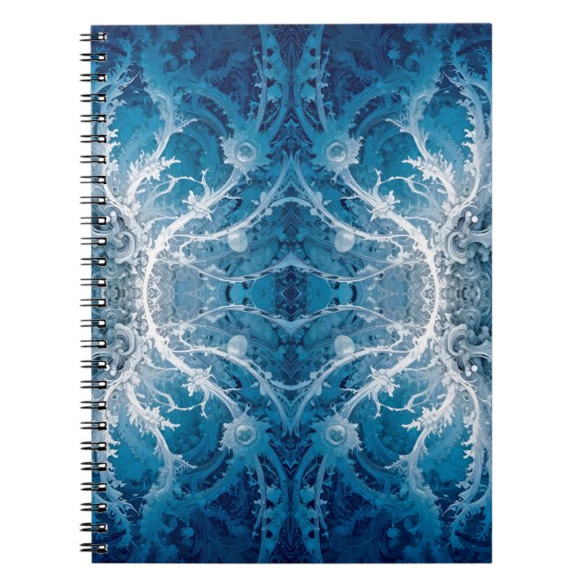 Carnet Flux cosmique sacré - Symétrie argent bleu (Devant)