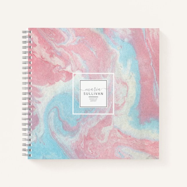 Carnet Flux de peinture liquide Abstrait rose/bleu ID797 (Devant)