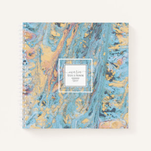 Carnet Flux de peinture texture Abstraite Turquoise/Jaune