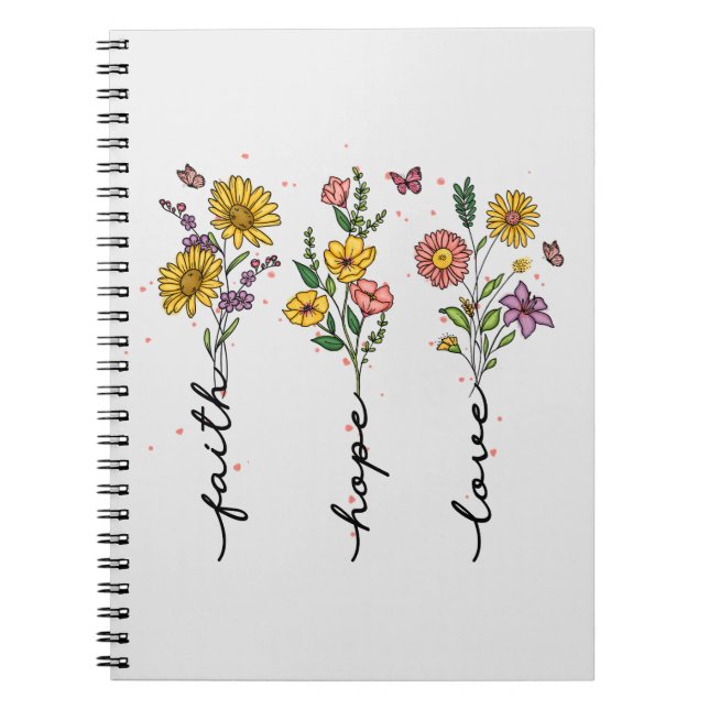Carnet Foi, Espoir, Amour - Floral Inspirationnel (Devant)