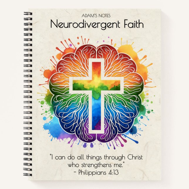 Carnet Foi neurodivergent - Cerveau arc-en-ciel (Devant)