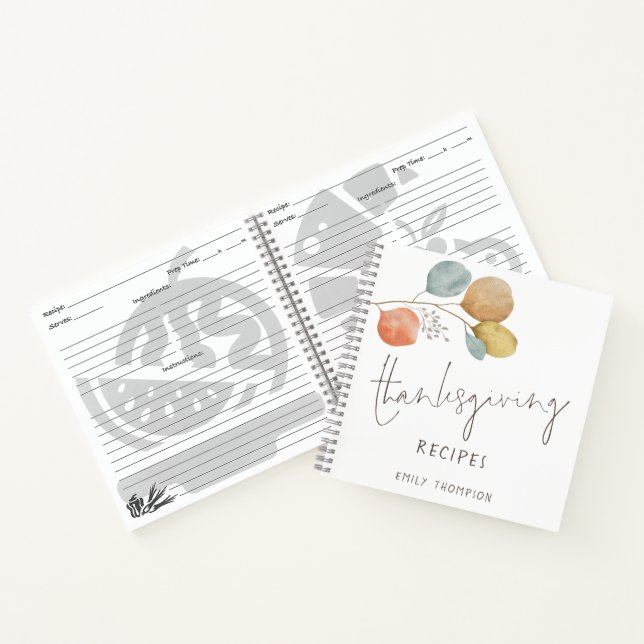 Carnet Foliage tendance Nom Thanksgiving Recettes (Intérieur)