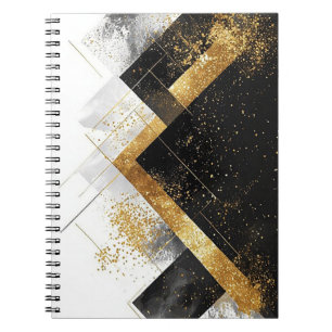 Carnet Fond Abstrait Élégant Noir et Or