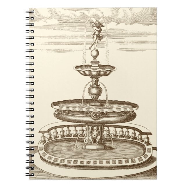 Carnet Fontaine de cour avec chérub ornemental (Devant)