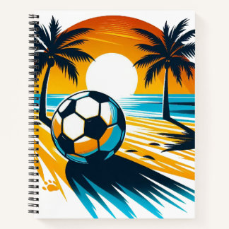 Carnet Football rétro de plage d'été tropical au coucher 