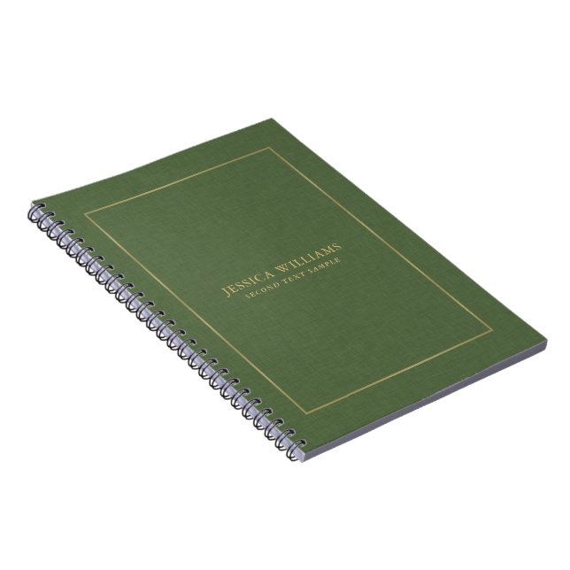 Carnet Forest Green Linen Texture Image Gold frame (Côté Droit)