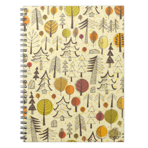 Carnet Forêt d'automne : Motif graphique transparent.