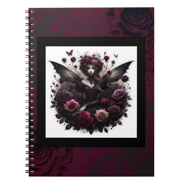 Carnet Forêt gothique foncée Fée Florale Rose Bourgogne (Devant)