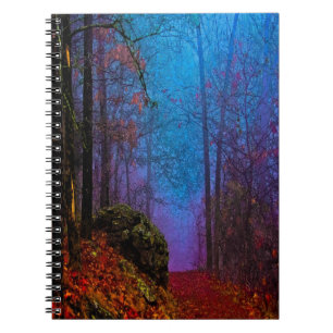 Carnet Forêt peinte automne pourpre brouillard
