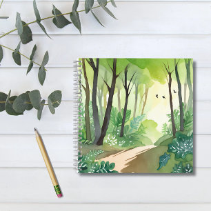 Carnet Forêt verte florissante Aquarelle de nature