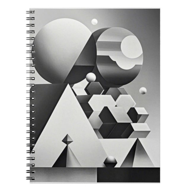 Carnet Formes géométriques en noir blanc gris (Devant)