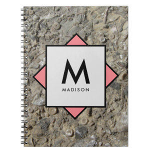 Carnet Fossiles de calcaire avec votre nom et Monogramme 