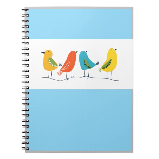 Carnet Four Birds Perched on a Twig Notebook (Devant)