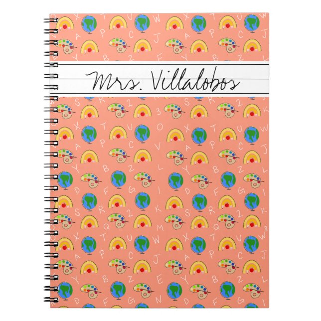 Carnet Fournitures scolaires de corail et l'alphabet (Devant)