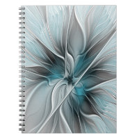 Fractal Floral Moderne Abstrait Fleur Bleu Gris