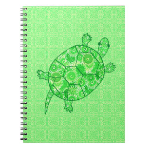 Carnet Fractal swirl turtle - lime and emerald green