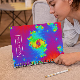 Carnet Fractale spirale arc-en-ciel personnalisée