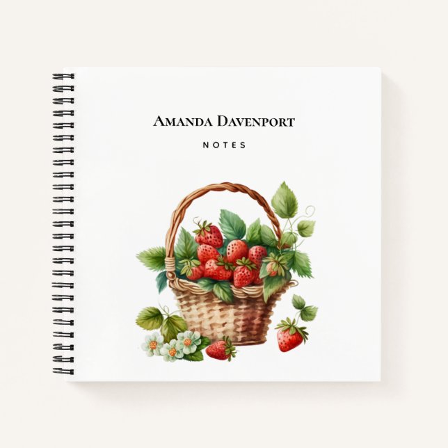 Carnet Fraises fraîches dans un panier en osier (Devant)