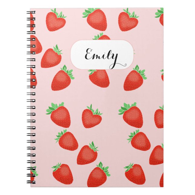 Carnet Fraises Milkshake aux fraises Nom personnalisé (Devant)
