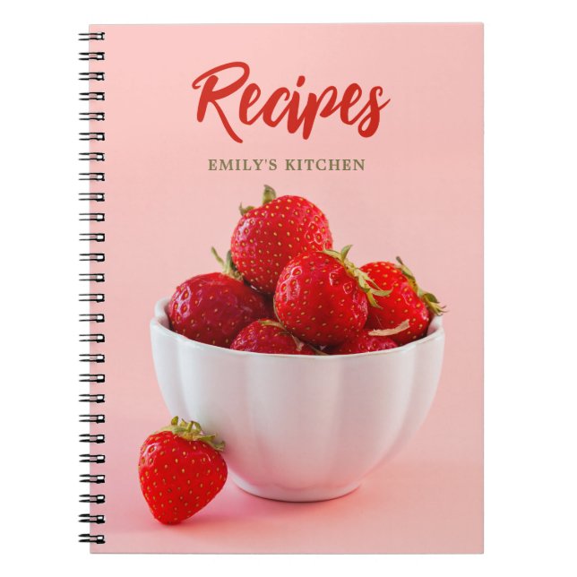 Carnet Fraises Rouges Frais Sur Recettes De Photo Rose (Devant)