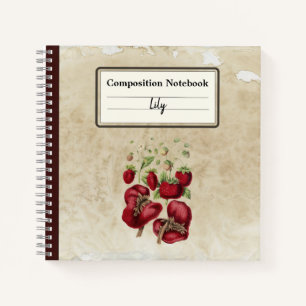 Carnet Fraises vintages sur une ancienne composition papi