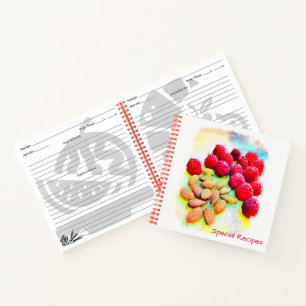 Carnet Framboises et amandes Aquarelle personnalisée 
