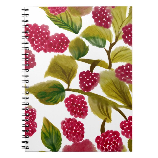 Carnet Framboises rouges | Aquarelle (Devant)