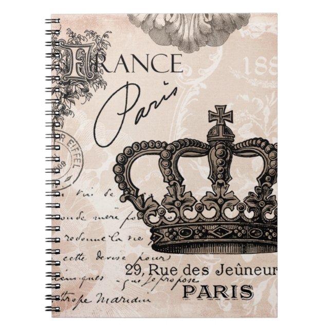 carnet français vintage moderne de couronne (Devant)