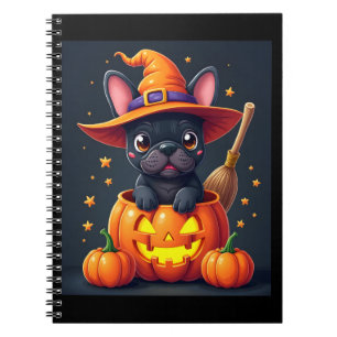 Carnet Française Bulldog sorcière Citrouille Halloween Ho
