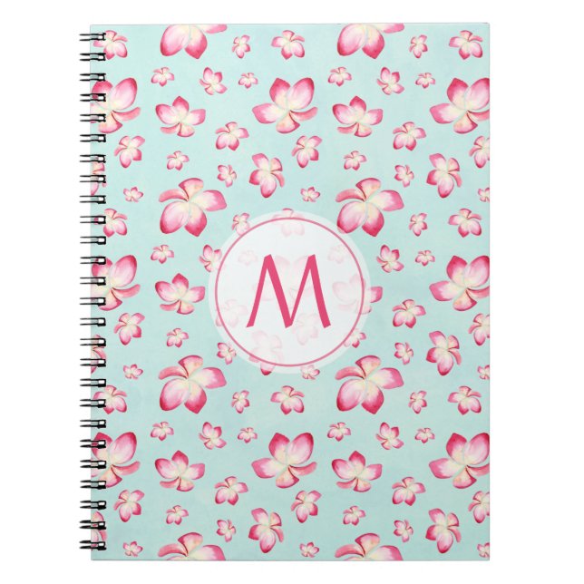Carnet Frangipani rose Monogram Aqua (Devant)