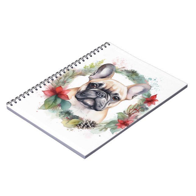 Carnet French Bulldog Christmas Wreath Festive Pup (Côté gauche)