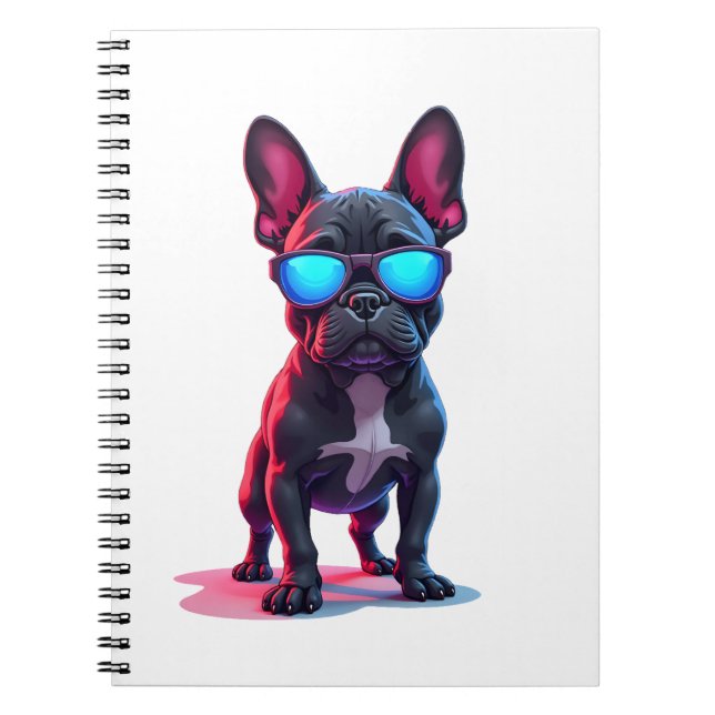 Carnet French Bulldog SciFi avec lunettes de soleil Cool (Devant)