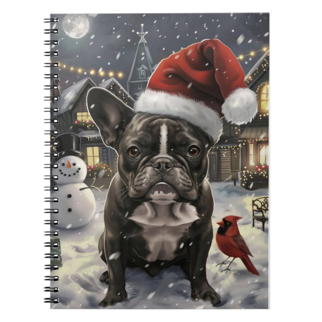 Carnet French Bulldog Winter Wonderland Christmas Joie (Devant)
