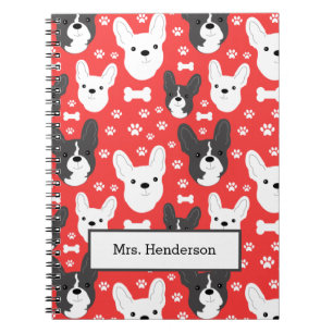 Carnet French Bulldogs Frenchies Dog Pattern Red