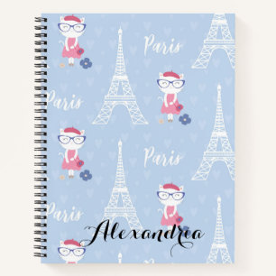 Carnet French Kitty Cat à Paris Motif bleu