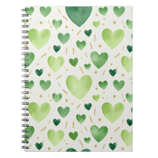 Carnet Fresh Green Watercolor Hearts