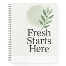 Fresh Starts Here Minimalist Wellness Notebook