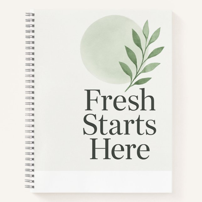 Carnet Fresh Starts Here Minimalist Wellness Notebook (Devant)