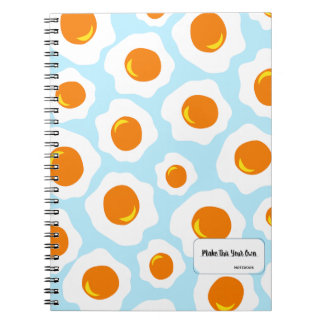 Carnet Fried Egg Pattern on Blue Background Notebook