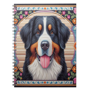 Carnet Frontière colorée florale du chien de montagne ber