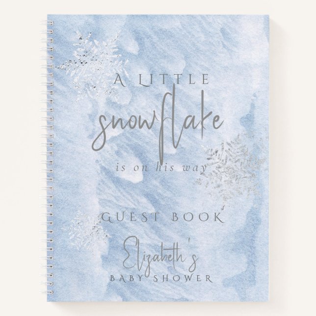 Carnet Frozen Snowflake Blue Baby Shower Guest Book (Devant)